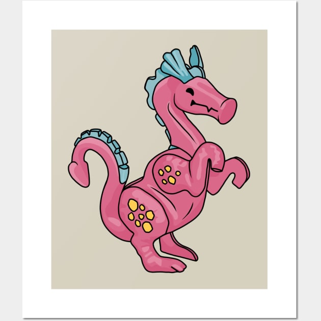 Friendly Pink Little People Dragon Wall Art by Slightly Unhinged